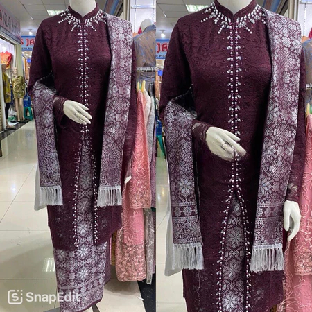 RC  Stelan Kebaya Payet Brokat Mewah-kebaya wisuda songket-atasan kebaya modren elegan-kebaya akad