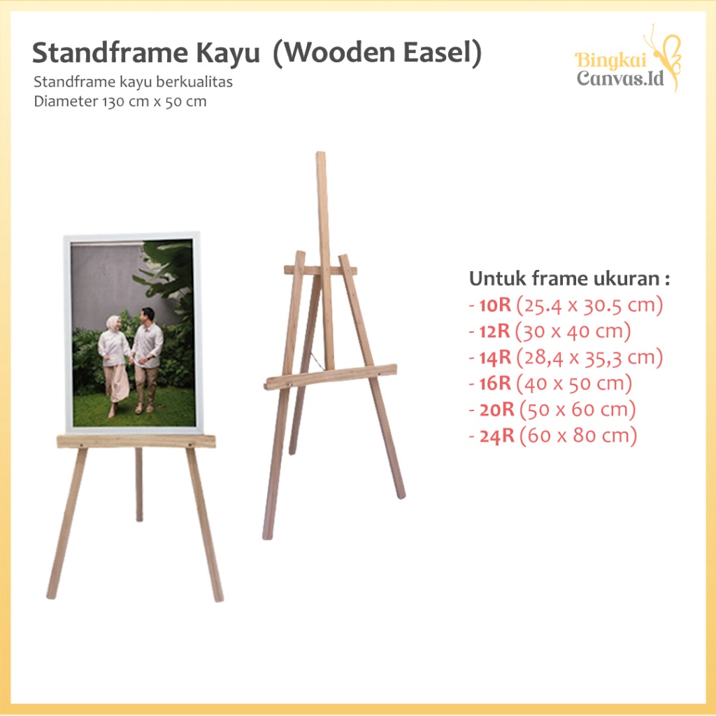 Stand frame foto prewedding besar  stand bingkai kayu  stand lukisan  stand kanvas lukis Tripod Fram