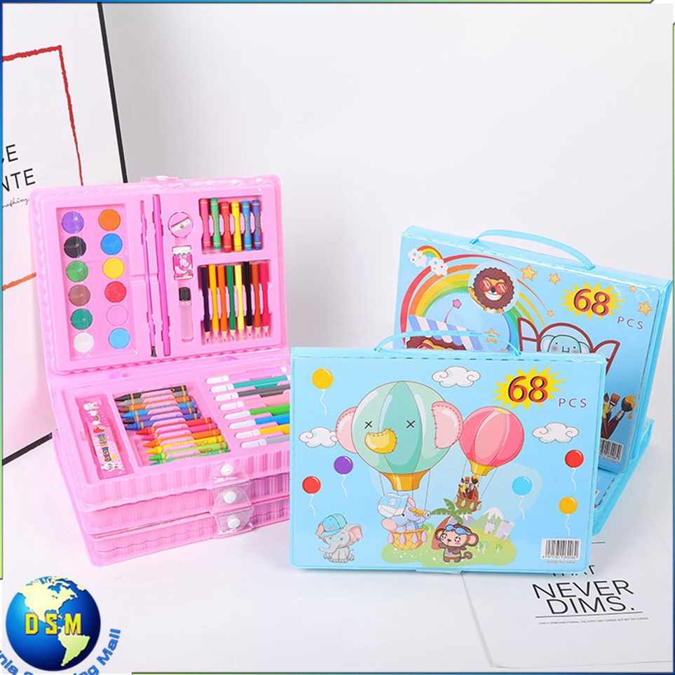 

First Quality DSM Drawing Set 68Pcs Oil Pastel Crayon 68 IN 1 Set Krayon Mewarnai dan Melukis Lengkap dengan Cat Air Alat Mewarnai Anak Anak Bentuk Koper