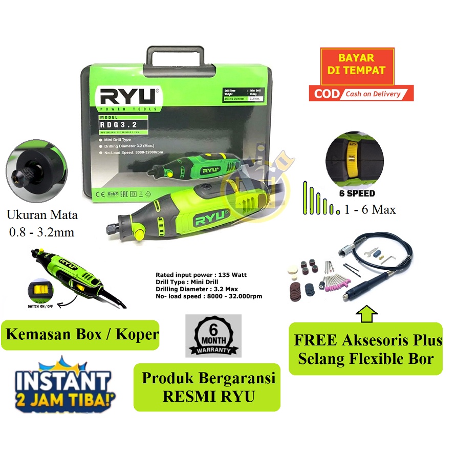 READY SIAP KIRIM RYU Die Grinder RDG 32 Mini Grinder Ryu Koper Mesin Gerinda Tuner Botol Bor Tuner  