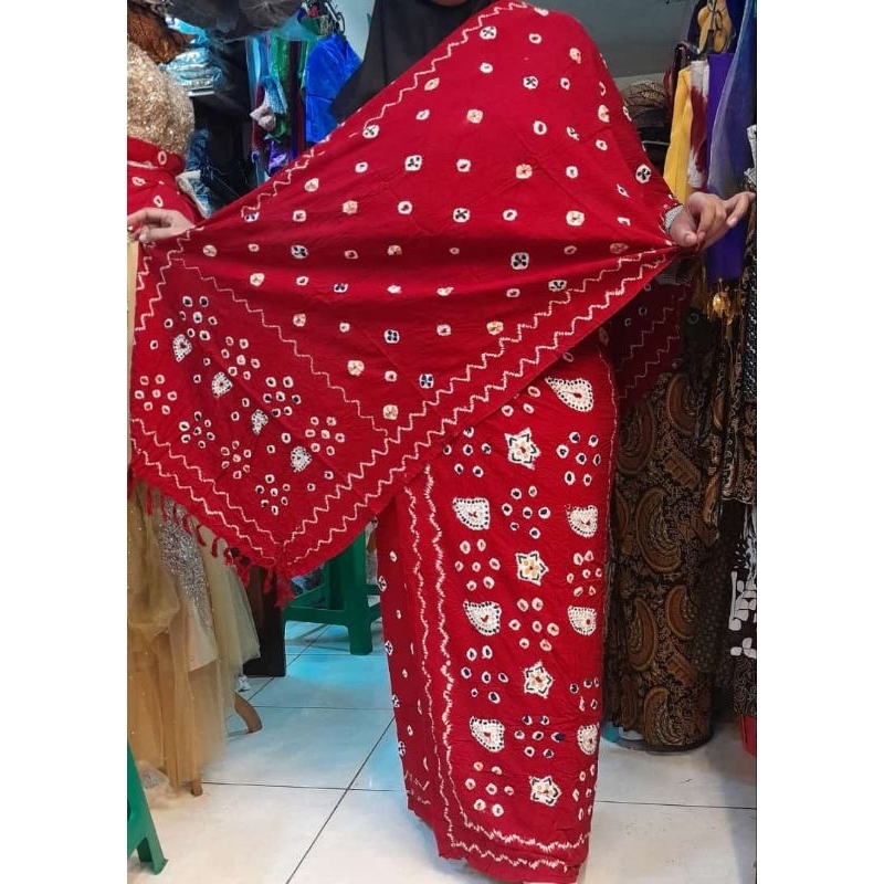 Kain jumputan Siraman plus slendang jumputan Handmade