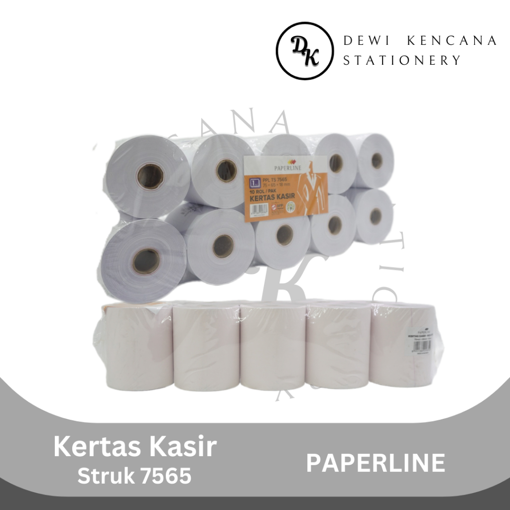 

H7Y Kertas Kasir / Struk / Paper Roll 1PLY 2PLY Uk. 75x65 Merk Paperline
