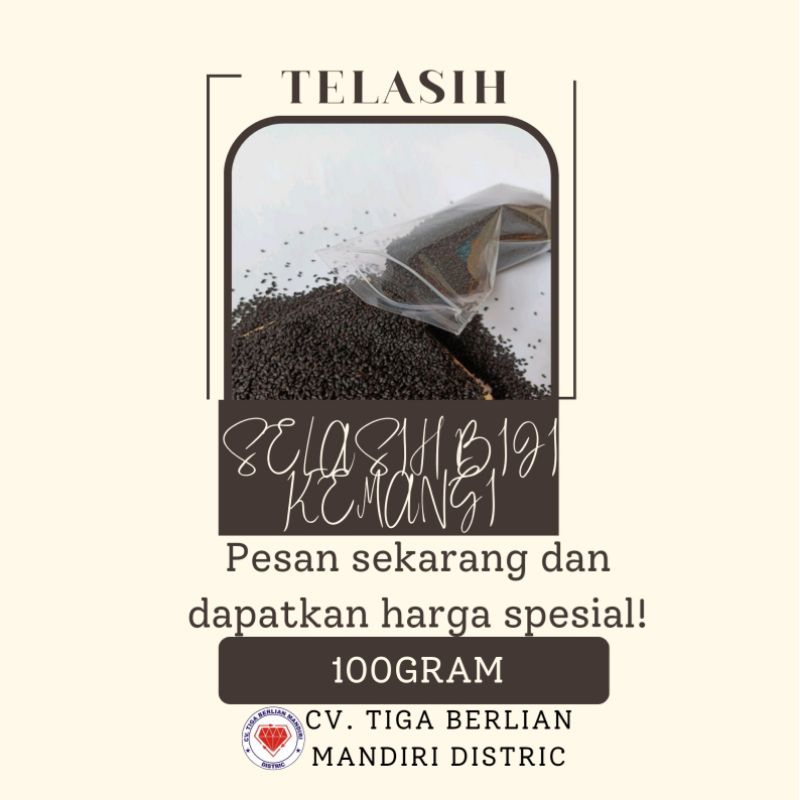 

TELASIH SELASIH BIJI KEMANGI SELASIH 100GRAM / 1RENTENG Yutakachi