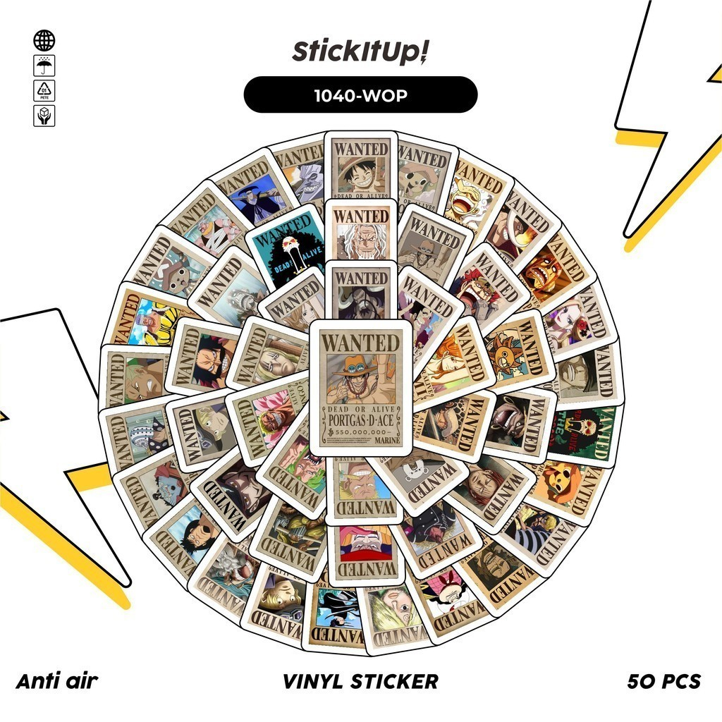 

COD✨ 100 Pcss Stiker One Piece Wanted Lucu Anti Air Untuk Dekorasi Notebook Sepeda Skateboard Handphone DIY