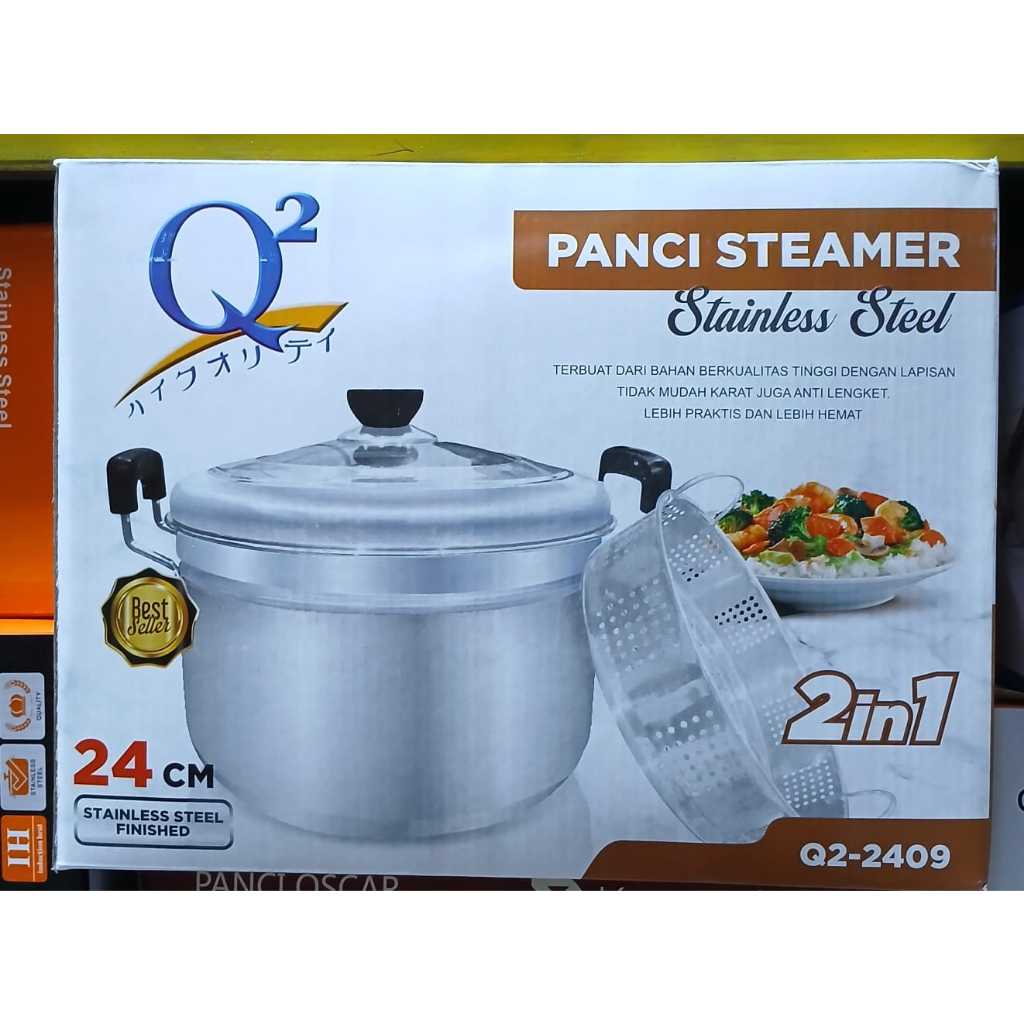 Q2 Panci Steamer Panci Kukus 24 Cm Q2-2409 Panci kukusan stainless steel