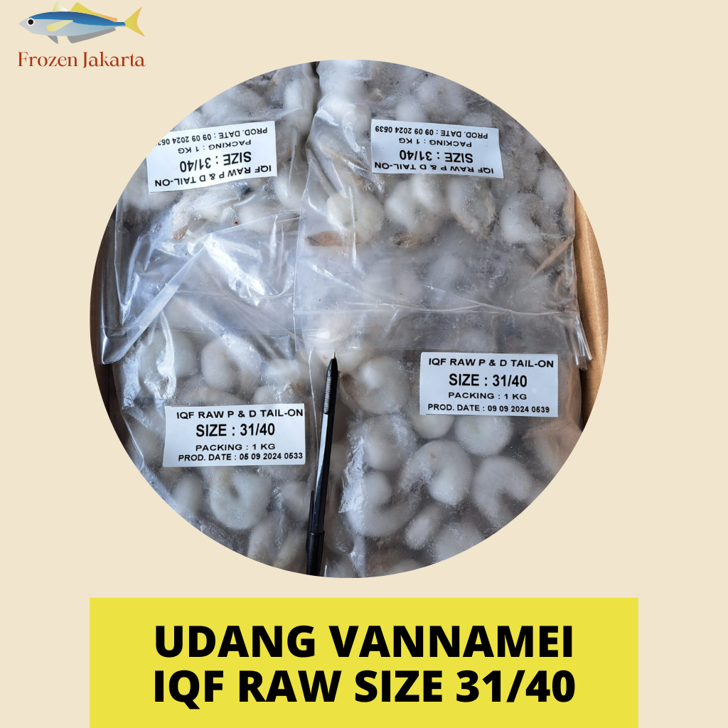 

UDANG VANNAMEI IQF RAW SIZE 31/40 TAIL ON FROZEN JAKARTA 1KG&500GR