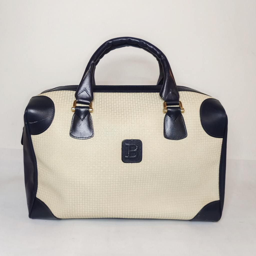 Bally B Patern 2 Colour Handbag Preloved Tas Boston Original