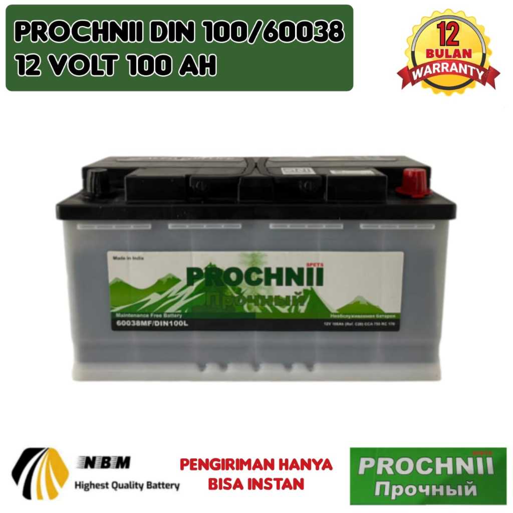 Aki Mobil BMW/AUDI/Lamborghini/Land Rover/Mercedes Benz Prochnii 60038 Aki Kering Garansi 1 Tahun