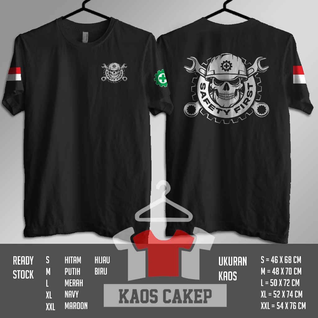 Kaos SAFETY FIRST Skull Design Baju Distro