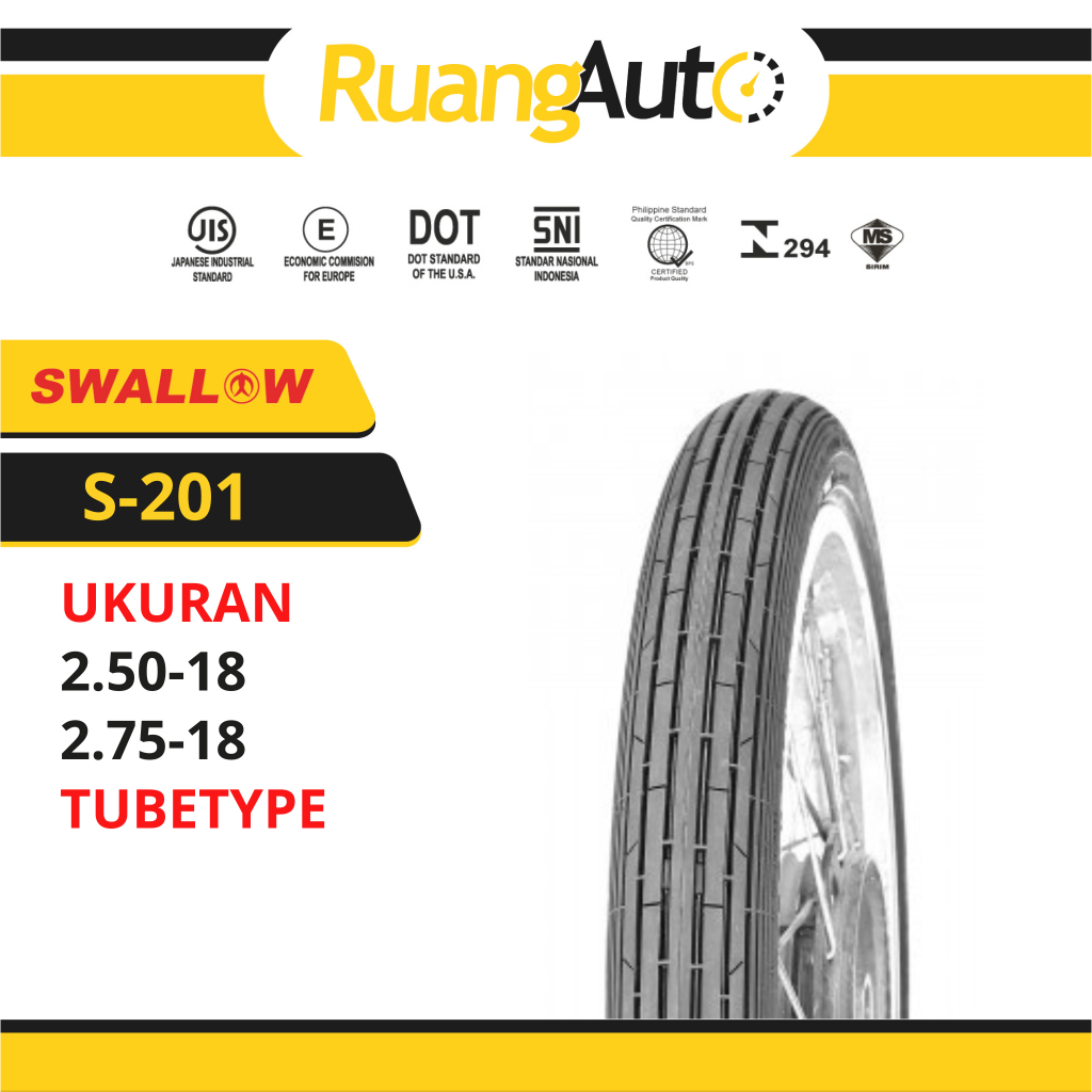 BAN MOTOR KLASIK RING 18 S-201 SPRINTER | 250 | 275 | RING 18 TUBETYPE | CLASIC | JAPSTYLE |