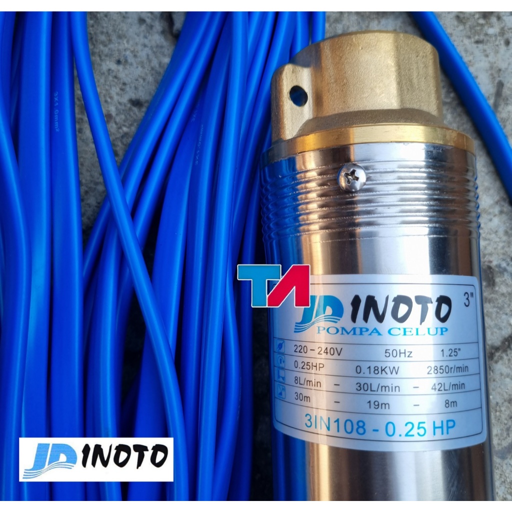 SUBMERSIBLE INOTO 3 INCH + KONTROL BOX + KABEL 0.25HP 0.5HP 0.75HP