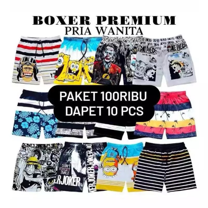 PAKET USAHA dapet 10 pcs BOXER PRIA DAN WANITA | pakaian dalam boxer Terlaris
