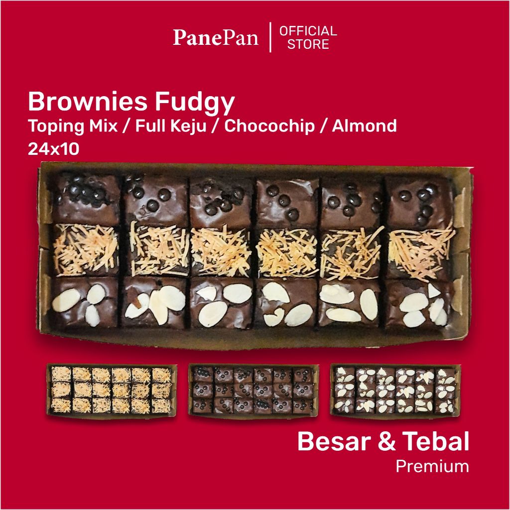 

Brownies Panggang Ukr 24x10 By Panepan | Brownies Melted | Fudgy | Coklat | Keju | Almond