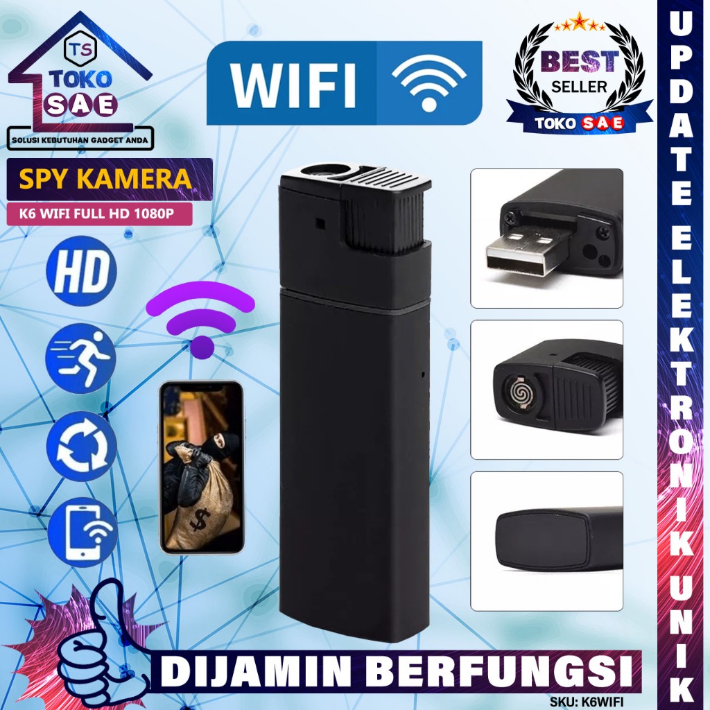 Tokosaestore Kamera Korek Electrik K6 Wifi Lighter V18 Spy Camera Pengintai CCTV Camcorder K6WIFI