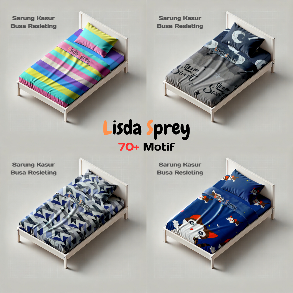 Sarung Kasur Busa Sprei Resleting 100x200x25 100x200x30 Motif Aesthetic Single Size