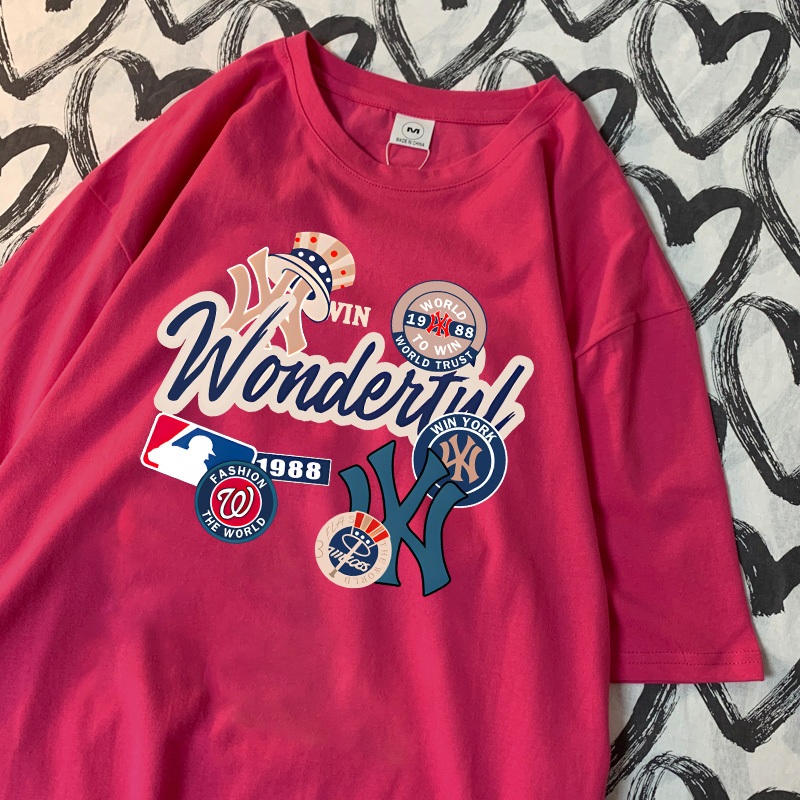 Po floret t shirt oversize lengan pendek Kaos MLB wonderful katun murni Korea style wanita top