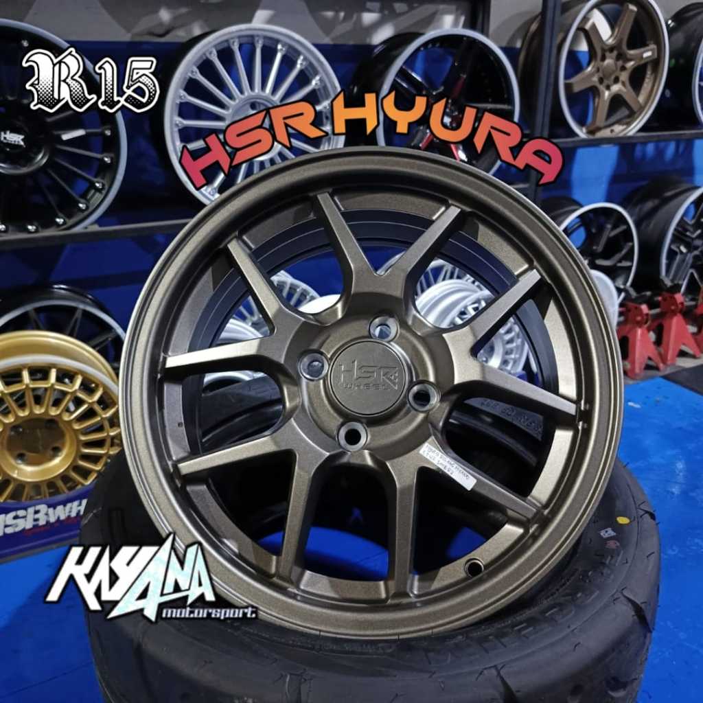 Velg Racing Jazz Brio R15 HSR Hyura Pcd 4x00 Lebar 6.5 Velg Mobil Murah R15