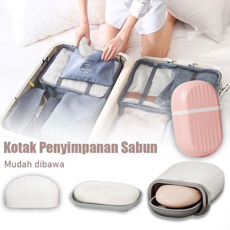 Wadah Sabun Kotak/Tempat Sabun Untuk Traveling/Wadah Sabun Batangan/Sabun Batang Mandi（Lanyard）