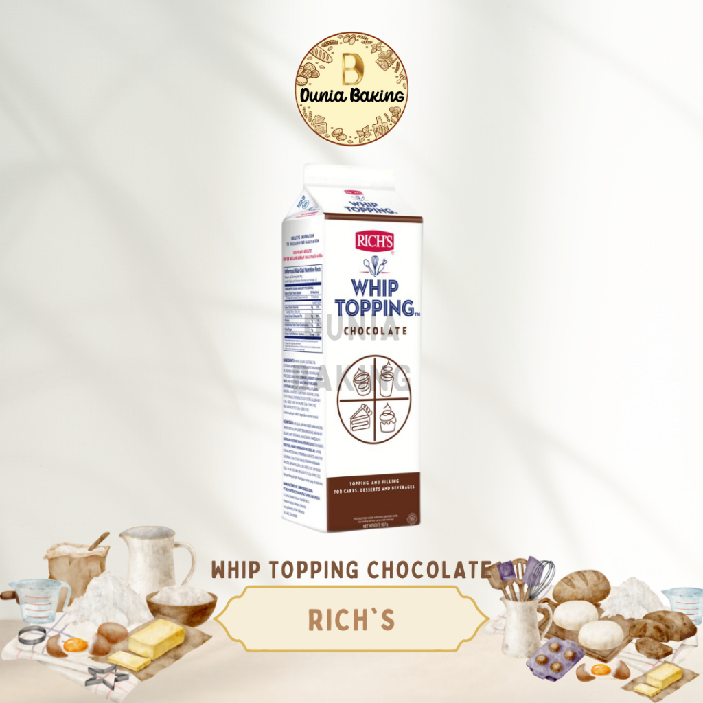 

Richs Whip Topping Chocolate 907ml | Whipping cream coklat | INSTANT SAJA