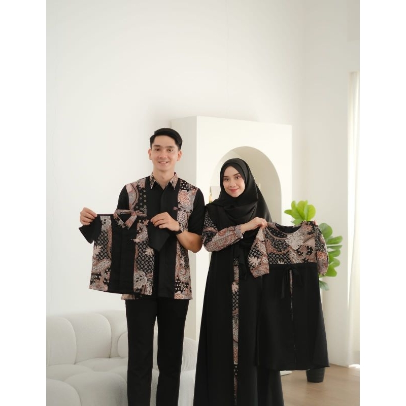 SALWA HITAM COUPLE SARIMBIT Gamis Koko Dewasa Koko Anak Gamis Anak Couple Pasangan Couple Series Fam