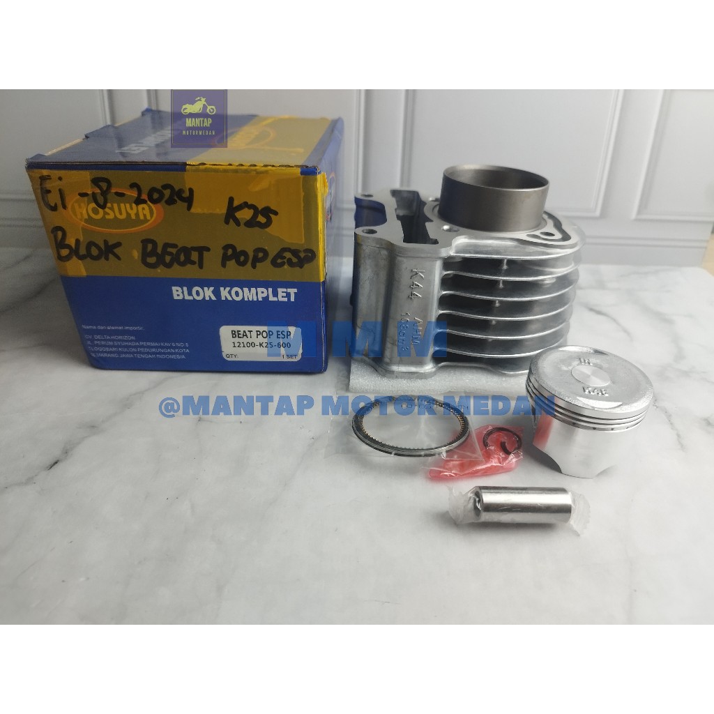 Blok Seher Boring Komplit Piston Honda K25 K44 K81 Beat Pop Beat Fi Esp Stater Halus Beat Street Hiq