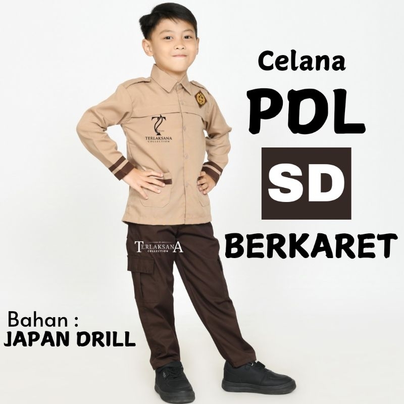Celana PRAMUKA PDL SD Celana Pramuka Kargo  Kantong 6 Celana PDL SD Berkaret