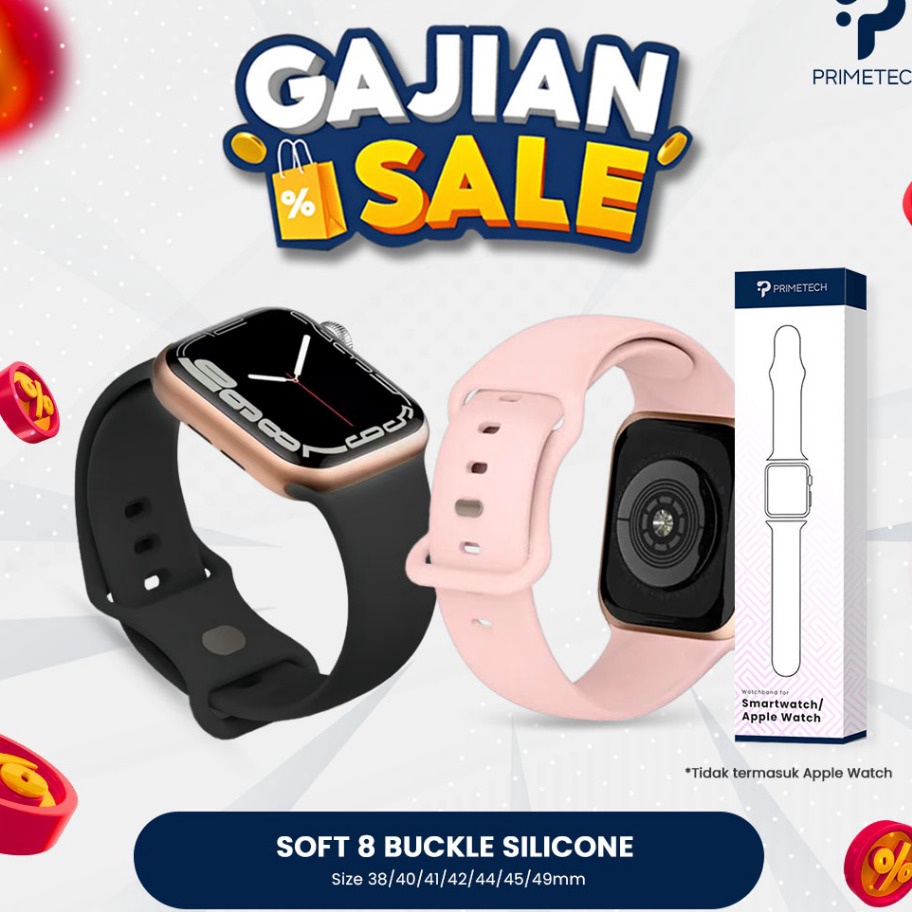 TREND AWAL TAHUN Soft 8 Buckle Silicone Strap Watch iWatch Series 12345678ULTRASE T5 T55