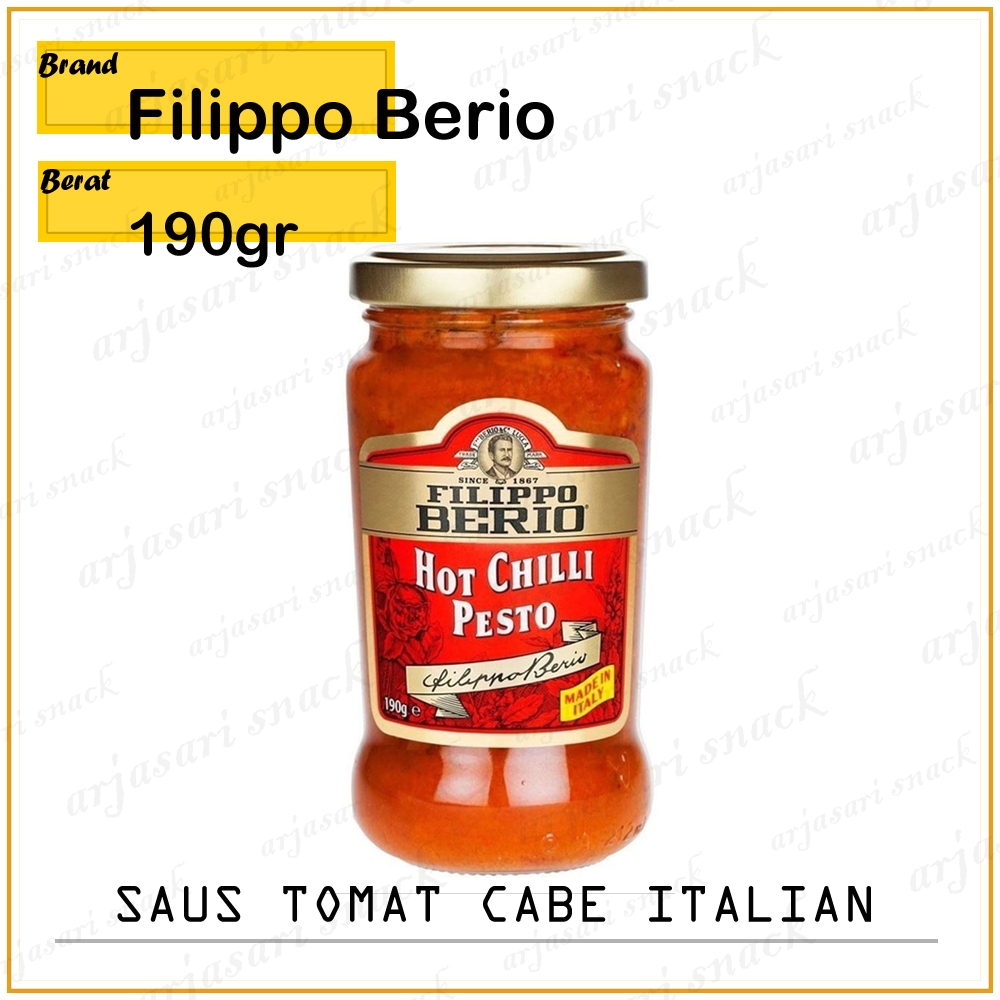 

Filippo Berio Hot Chilli Pesto Saus Tomat Cabe 190gr