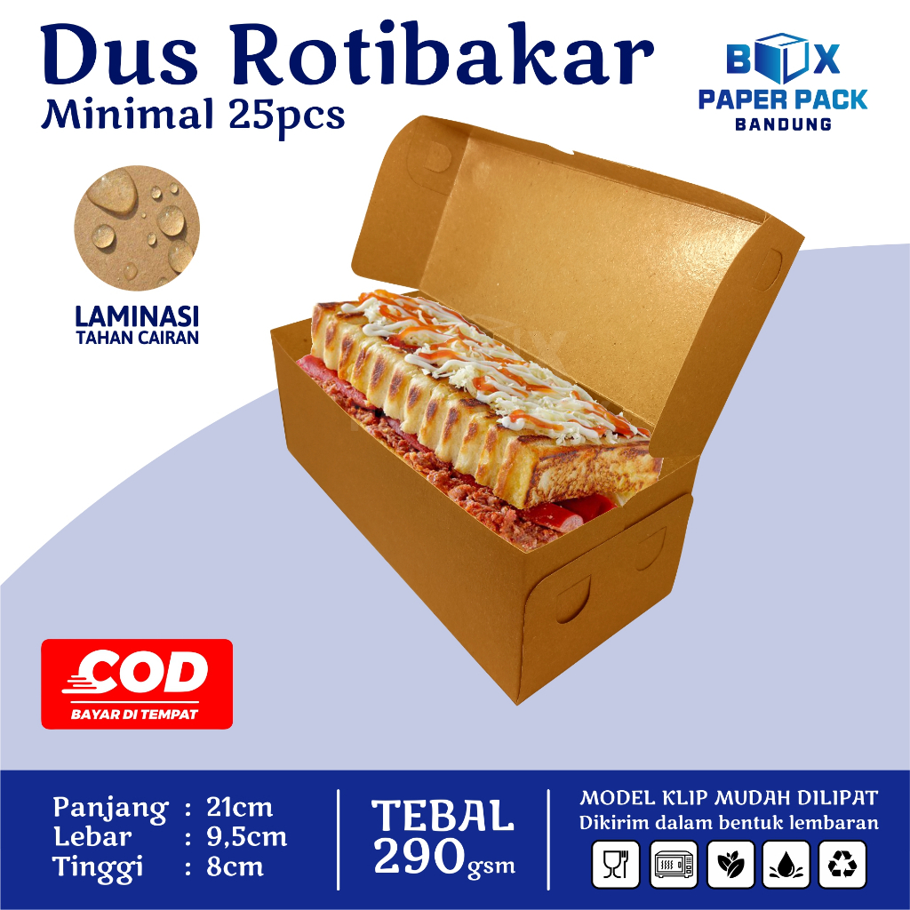 Dus Roti Bakar Bandung Box Kraft 290gsm Kotak Kue Brownies Donat Bomboloni