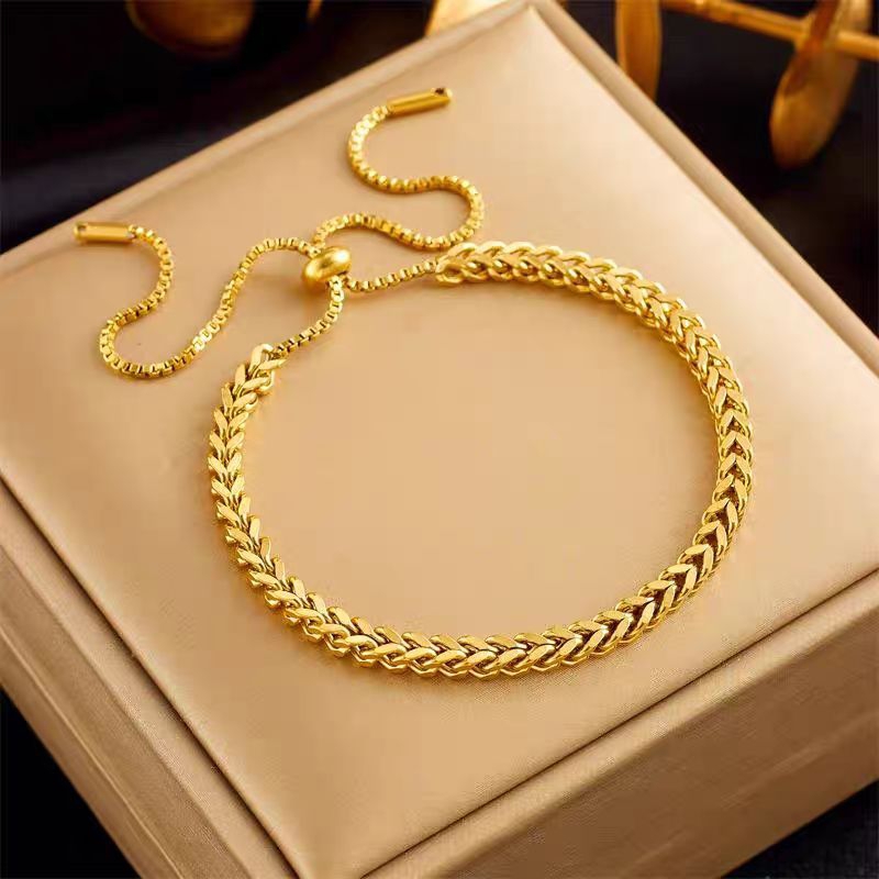 GELANG SERUT TITANIUM WANITA TERBARU MOTIF SISIK BULAT POLOS TERLARIS{gelang serut polos sisik}