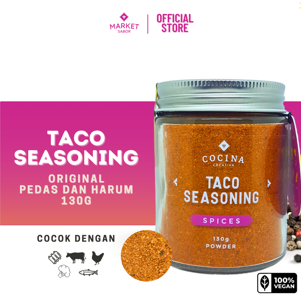 

Cocina Creativa Taco Seasoning - 130g - Pedas dan Harum - Rub - Produk Rempah