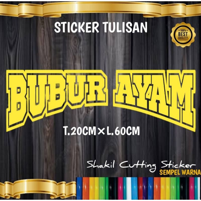 

Sticker Cutting TULISAN BUBUR AYAM,Untuk nama jualan di grobak & etalaseu dll.