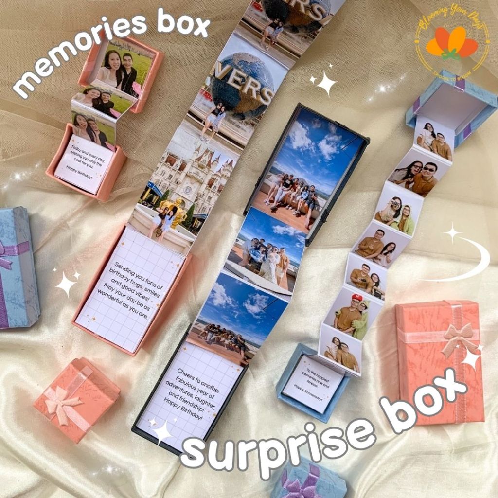 

bloomingyourdays Memory Box Surprise Box Kado Gift Mini Memory Photo Box Foto Hadiah Ulang Tahun Untuk Bestie Pacar Cewek Cowo