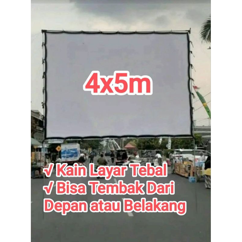 Kain Layar Proyektor / Screen Proyektor Ukuran 4x5 Meter Bisa Tembak Depan Belakang Murah Berkualita