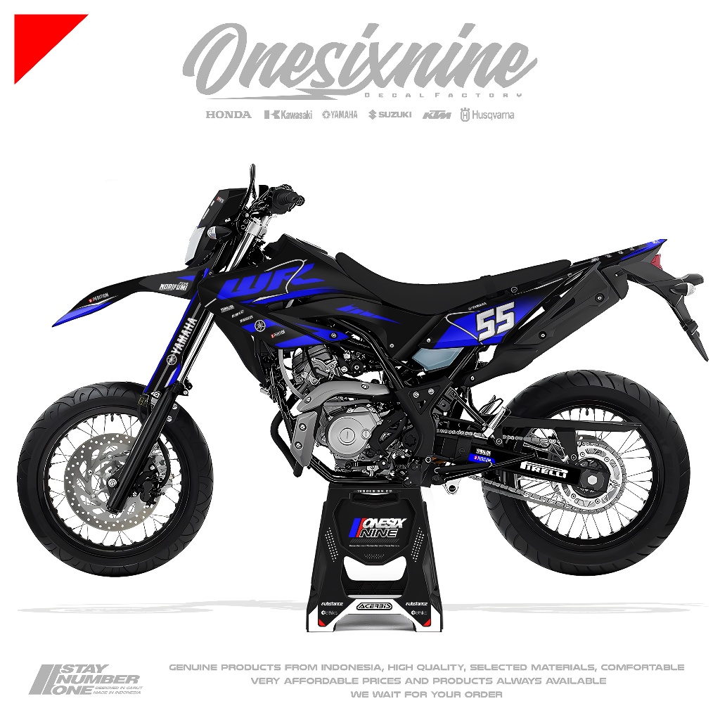 Decal Wr 155 Hitam Biru Custom Design - Decal Yamaha Wr 155 Supermoto