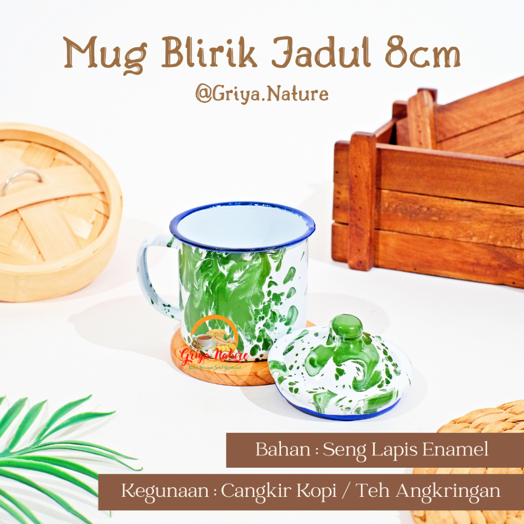 GRIYA NATURE [COD] Mug Blirik Jadul 8cm + Tutup | Cangkir Kopi Angkringan | Cangkir Kopi Jadul | Can
