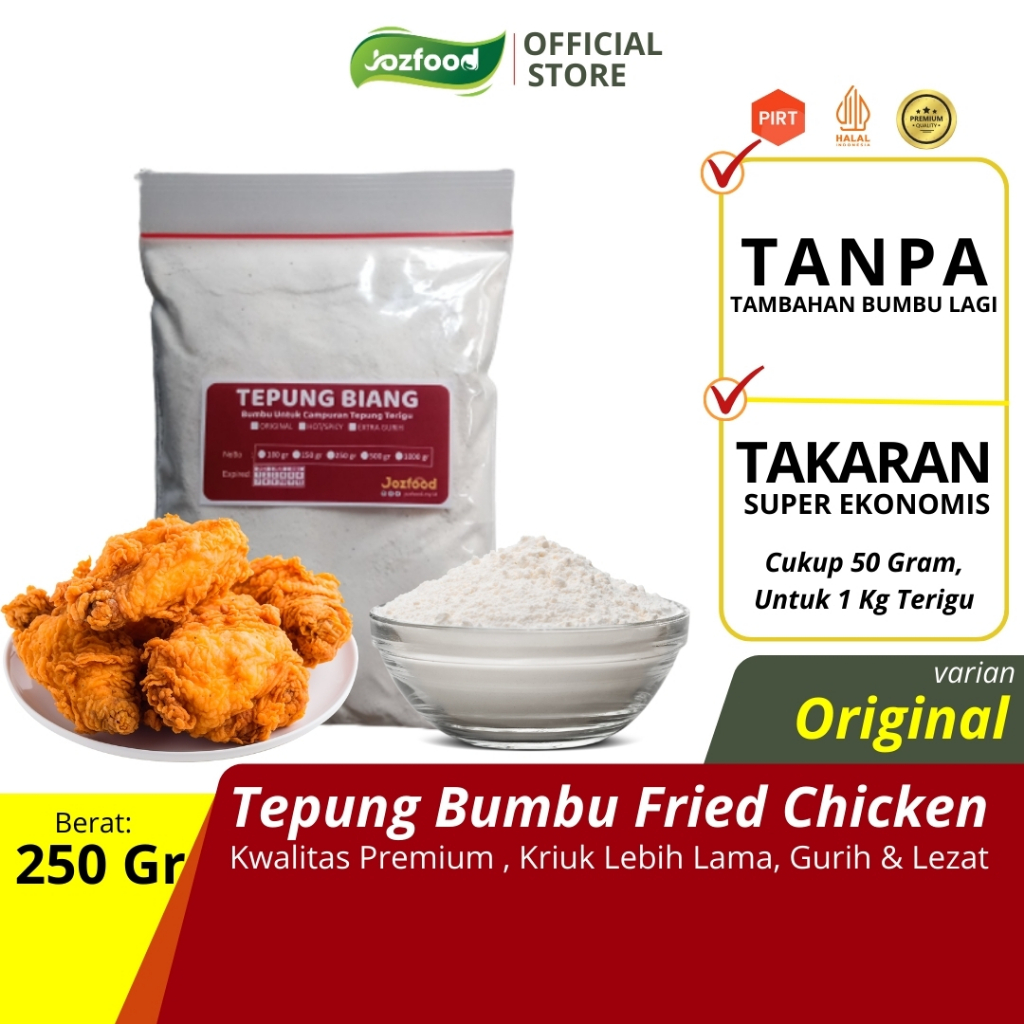 

JOZFOOD Tepung Biang Premix | Bumbu Marinasi Fried Chicken Ayam Krispy Premium 250 gram