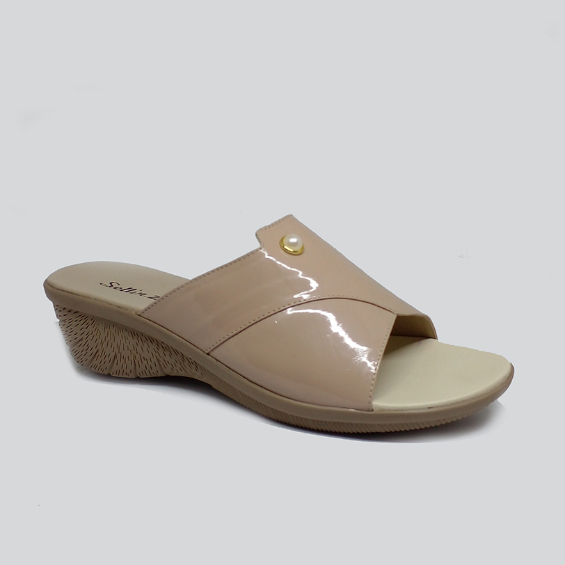 Sendal Wedges Krem Mutiara Hak 3cm | Sandal Wedges Ibu ibu Kondangan