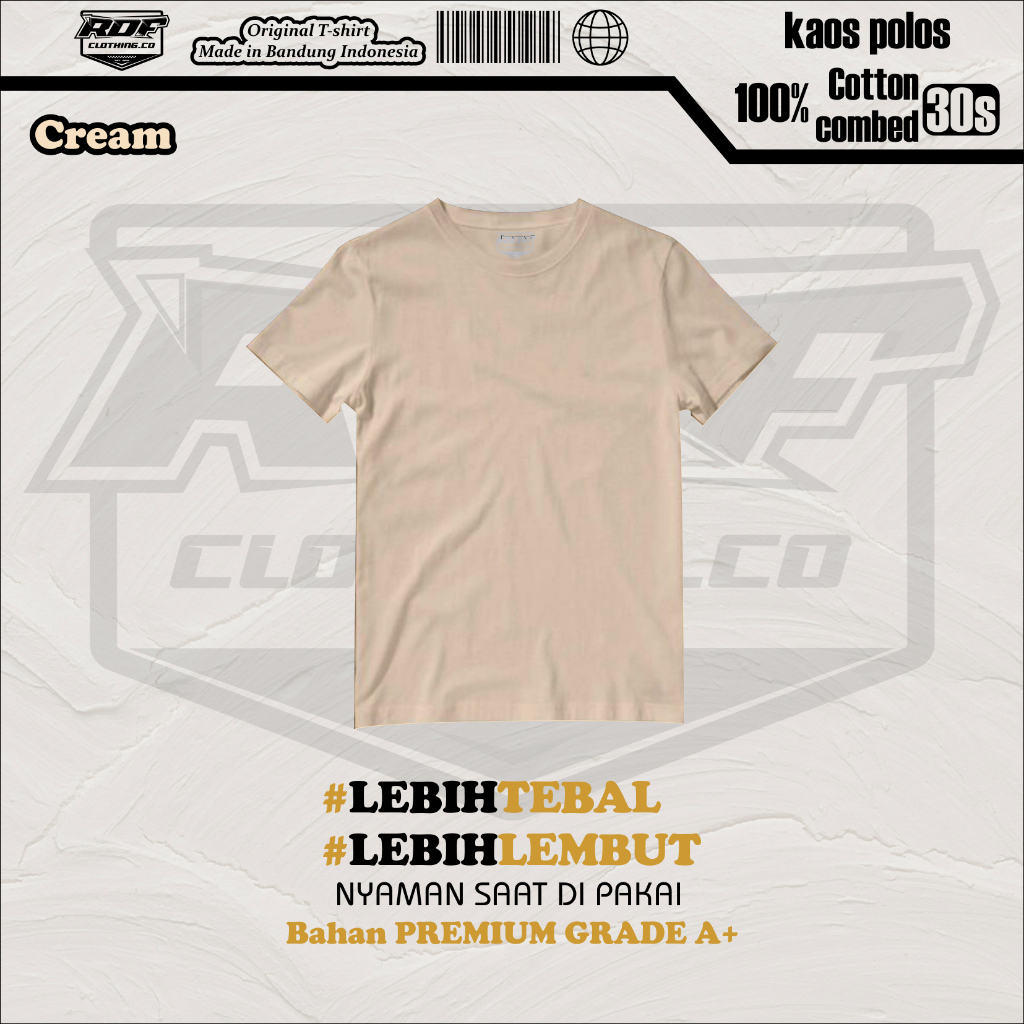 KAOS POLOS WARNA CREAM KAOS POLOS PRIA KAOS POLOS WANITA KAOS POLOS PREMIUM
