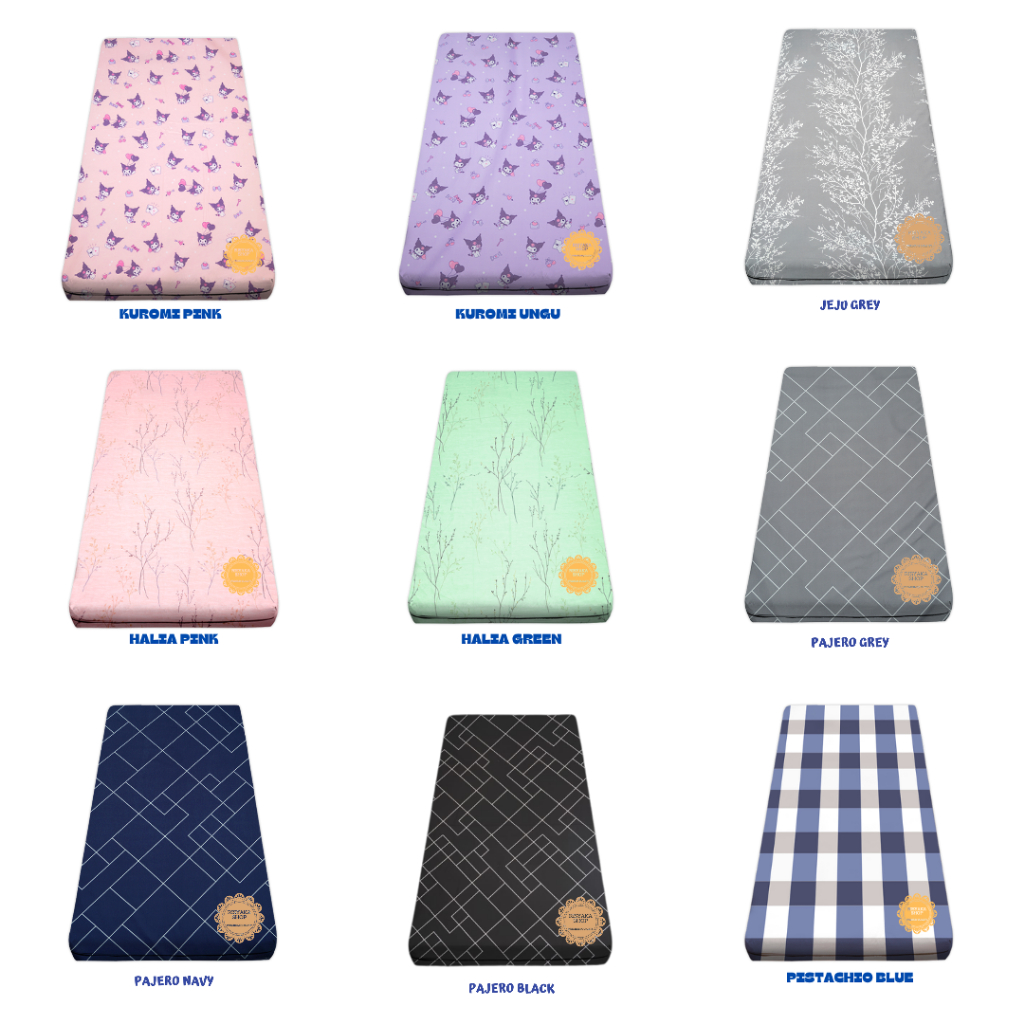 Sprei sarung kasur busa resleting 90x190x5 90x190x10 90x190x15 90x190x20