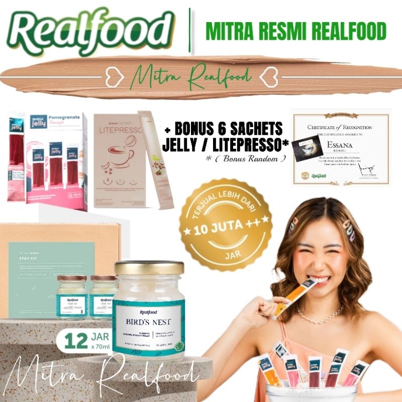 

Realfood 12 Jar Termurah Bonus Jelly / Coffee 6 Sct ( Minuman Sarang Burung Walet )