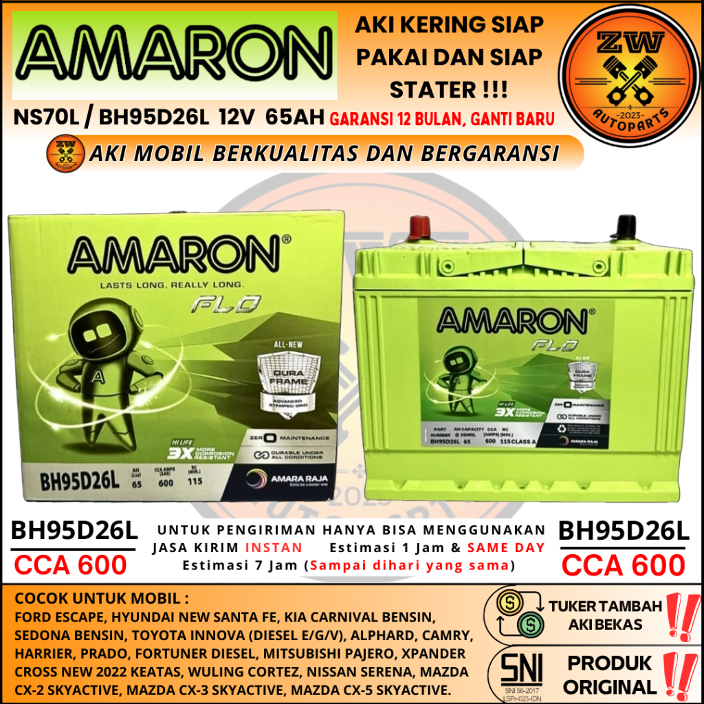 AKI MOBIL NS70L / 95D26L AMARON HILFE ORI AKI KERING 12 VOLT 65 AMPERE