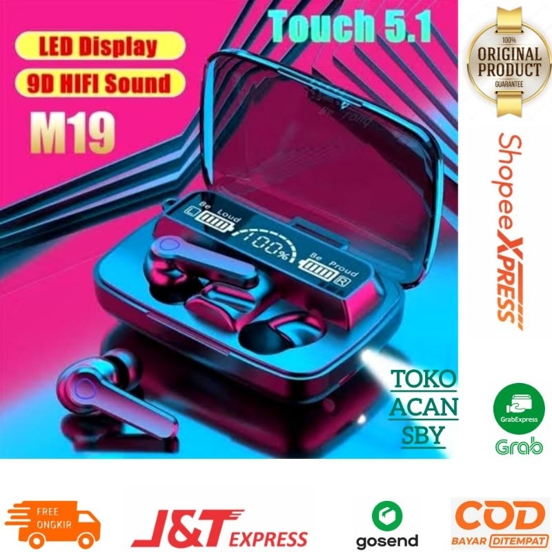 [COD] M10 & M19 TWS POWERBANK Headset Bluetooth TWS Super Bass Earphone Nirkabel Powerbank Terbaru