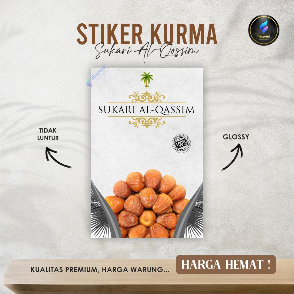 

Stiker Kurma Al-Qossim Ukuran 6.2 x 9.4 cm (potret)