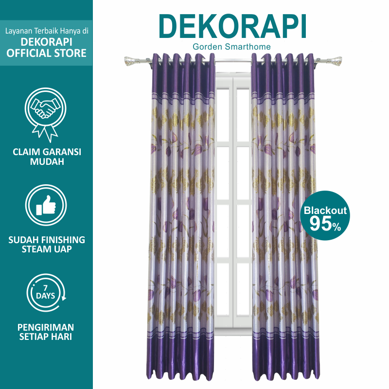 DEKORAPI Gorden Blackout Motip Napoleon Tulip Terbaru Gorden Jendela Blackout Tinggi 220cm 250cm