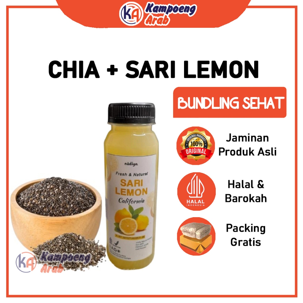 

BUNDLING SEHAT Sari Lemon 250ml & Chia Seed 100gr Kualitas Premium Organic Minuman Diet Bernutrisi