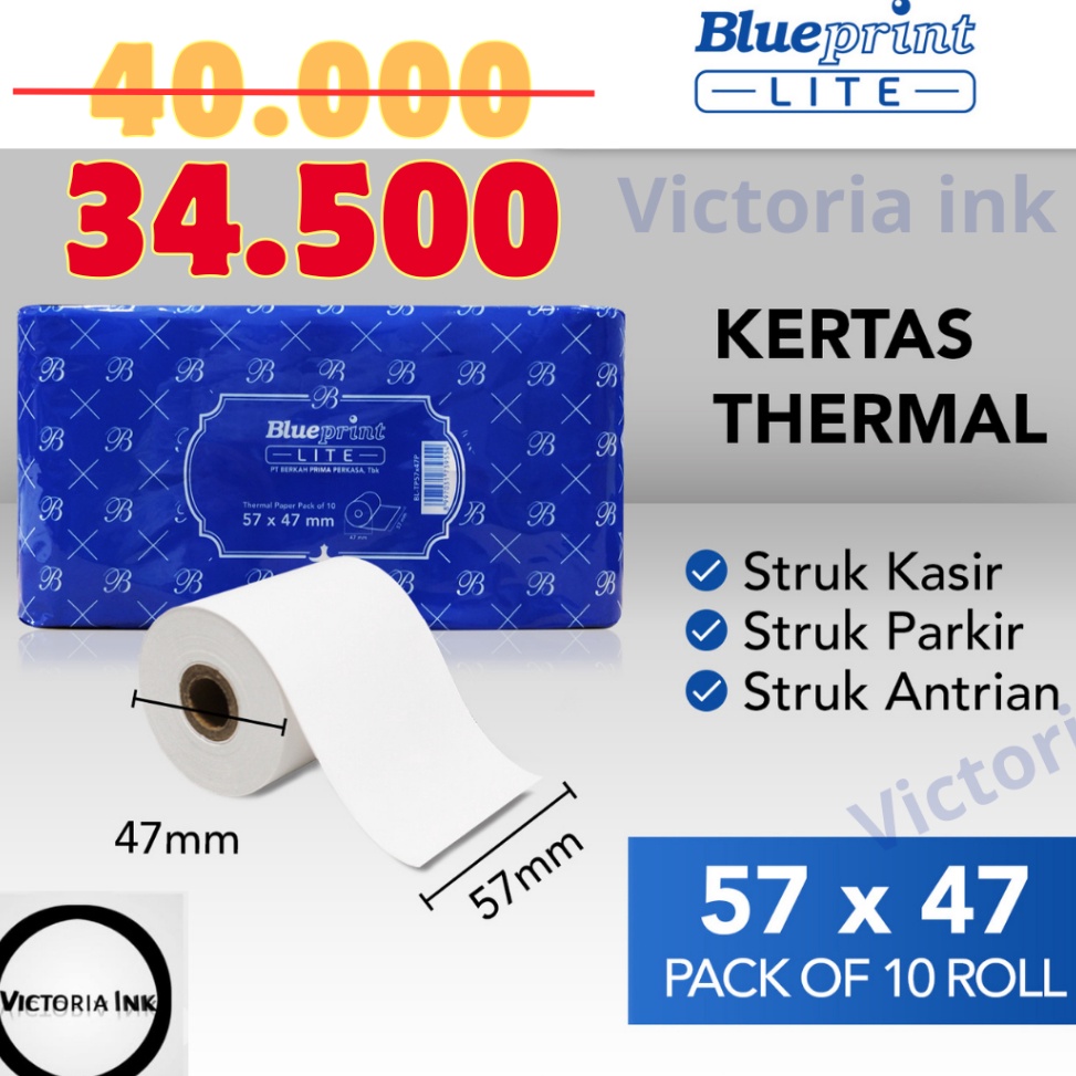 

KODE G33R 57X47 KERTAS KASIR STRUK KERTAS THERMAL TERMAL EDC PPOB BLUEPRINT Lite 57x47 58 X 47 58mm