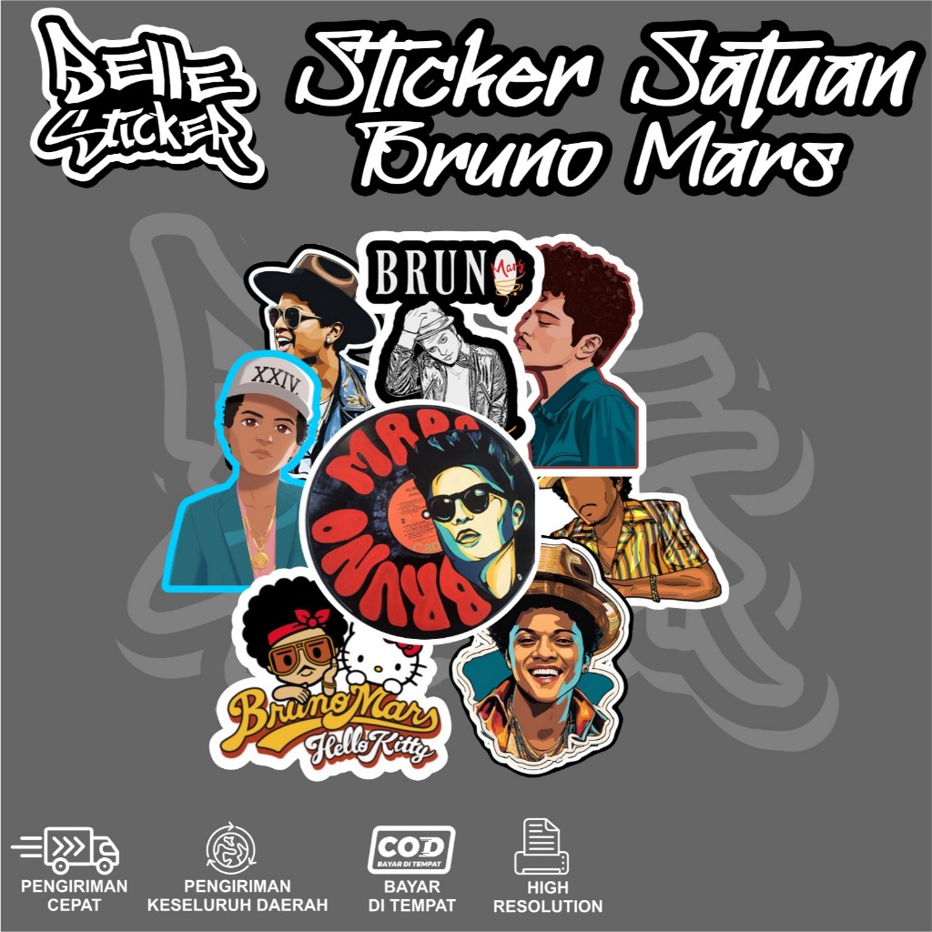 

Stiker Bruno Mars Version Hooligans Waterproof Sticker Aesthetic Hiasan Laptop Tumbler Case Hp DIY