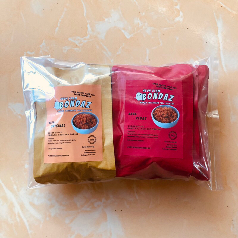 

BONDAZ Abon Ayam Isi 10 7gram Mix Rasa Original dan Pedas