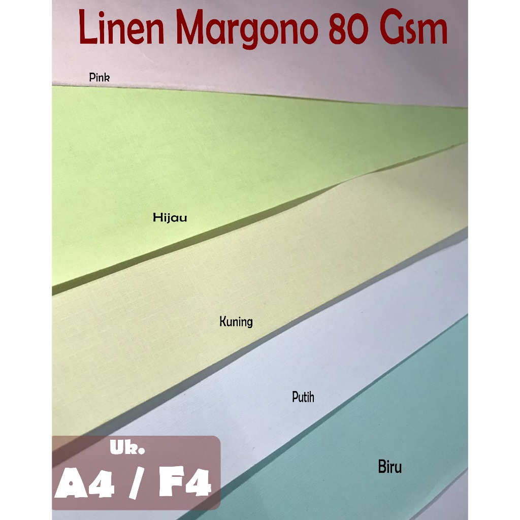 

KERTAS LINEN MARGONO 80 GSM UKURAN A4 / F4 , 11 LEMBAR